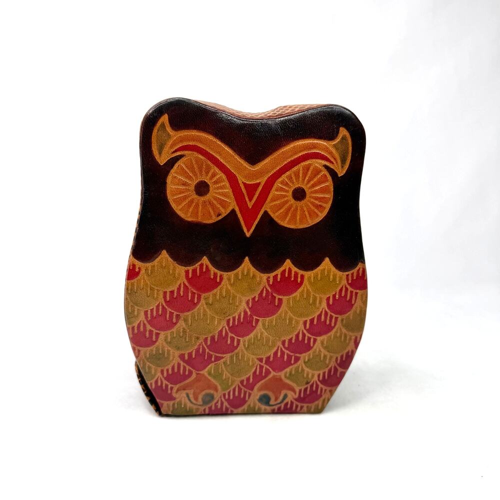 Handmade Leather Owl Coin Bank